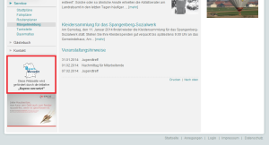 Screenshot von der Seite biebelried.de Rot eingerahmt: der unscheinbare Verweis auf "Bayern vernetzt"